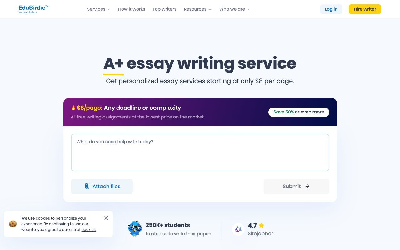 edubirdie.com website review screenshot
