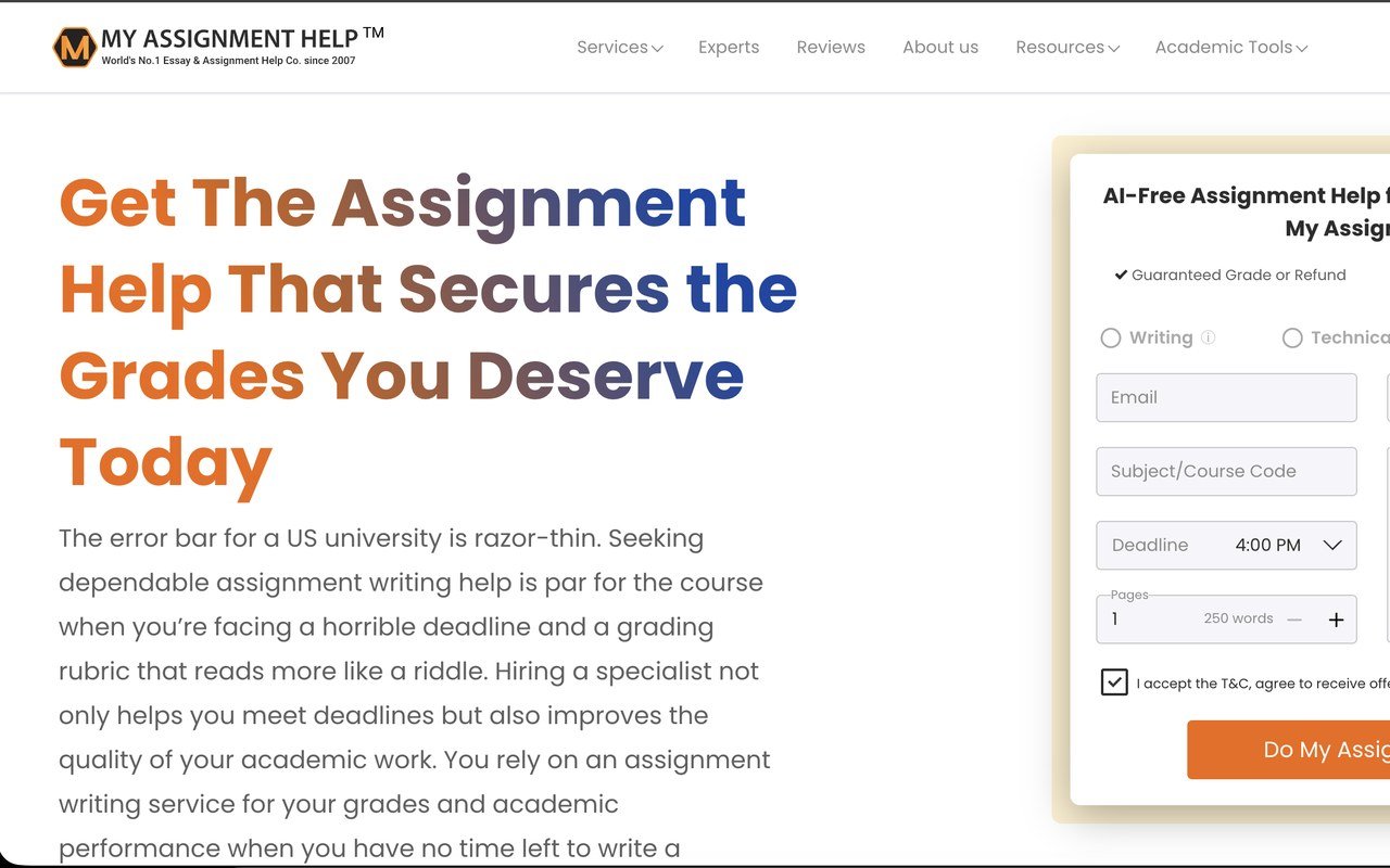 myassignmenthelp.com website review screenshot