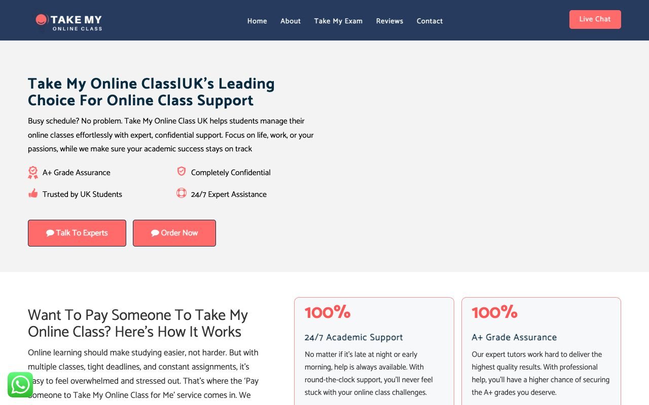 takemyonlineclass.co.uk website review screenshot