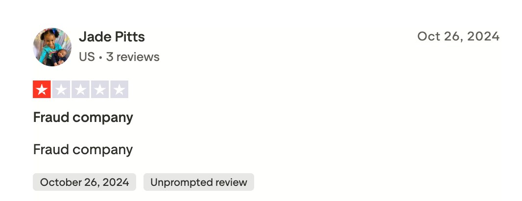 One star Trustpilot review titled fraud company for takemyonlinecourseforme.com